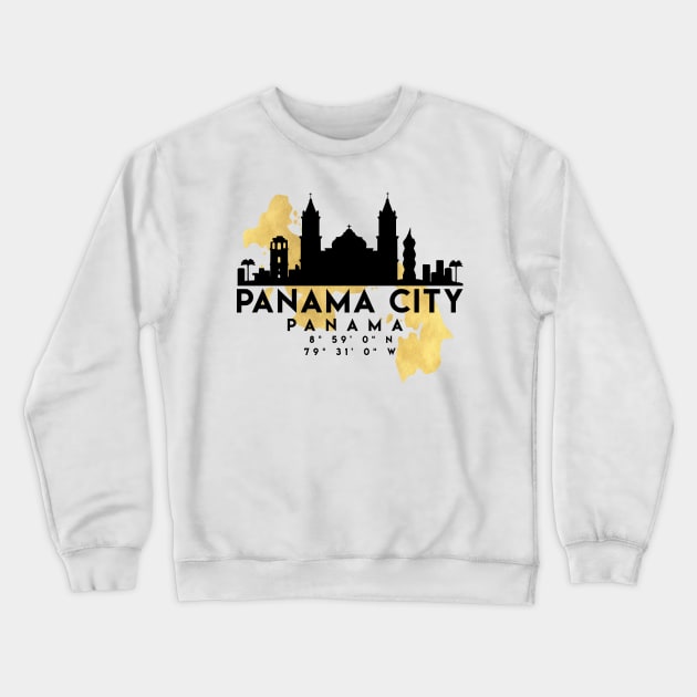 Panama City Panama Skyline Map Art Crewneck Sweatshirt by deificusArt